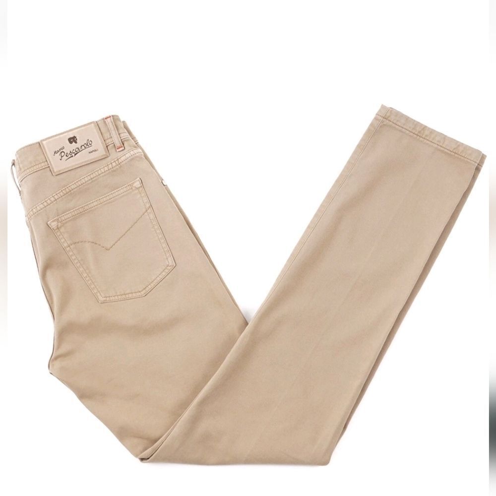 Marco Pescarolo Slim-Fit Tan Cotton-Cashmere 5-Pocket Pants Size 54